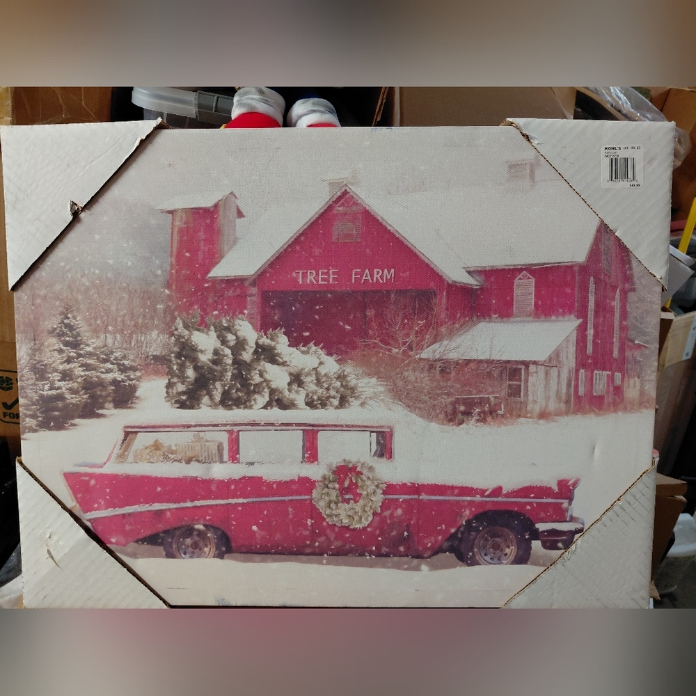 Red Holiday Tree Farm Canvas Art